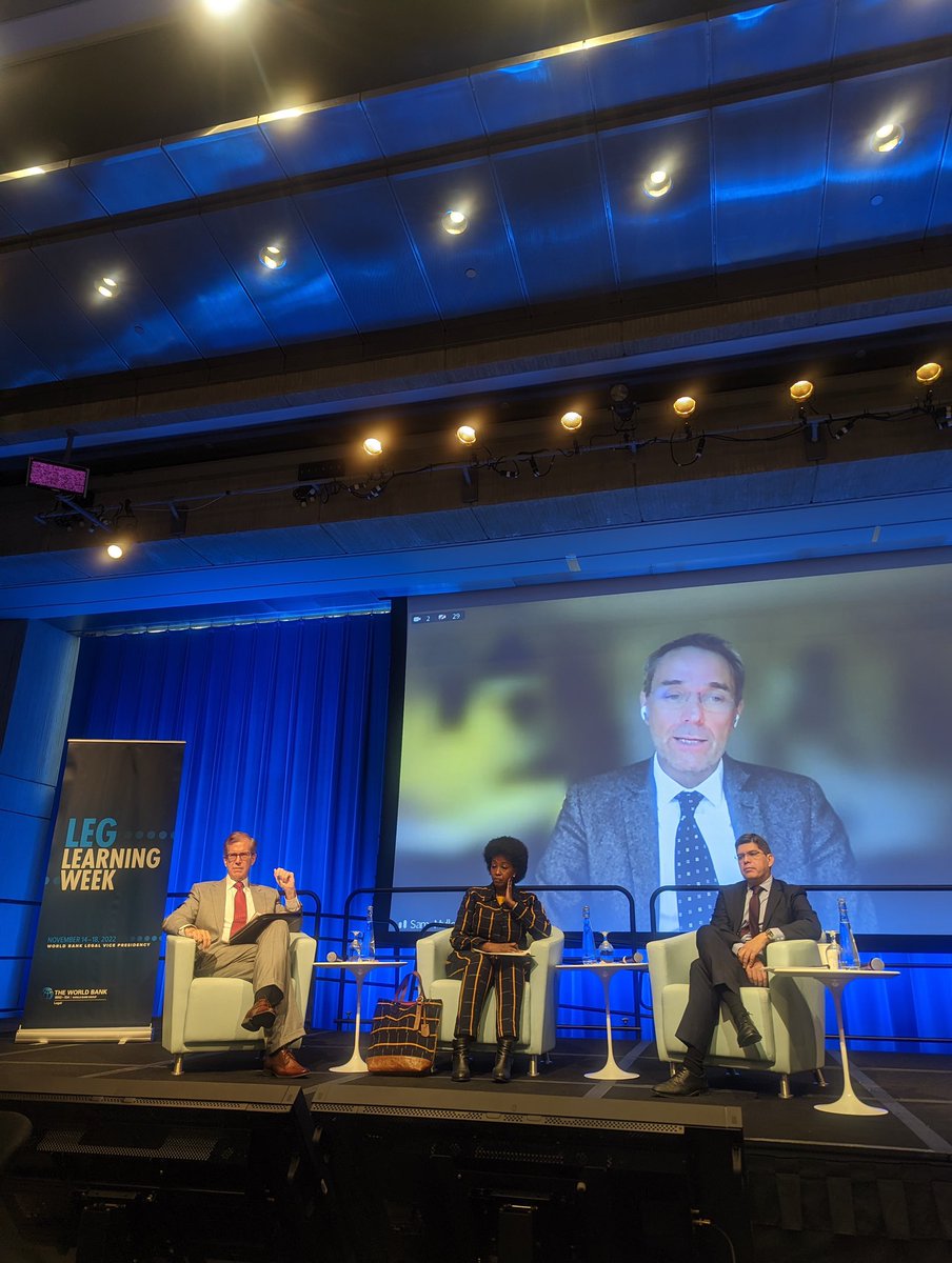 BrakaMusiime's tweet photo. A functioning legal system anchored in the rule of law is an indispensable driver of growth and an essential component of inclusive and #sustainabledevelopment.  Hon. Justice Antonio Benjamin, Chris Stephens, @Mullersam, Pablo Saavedra and @NgaizaRukuba. #WBGLEGlearningweek https://t.co/442ZE9M9c3
