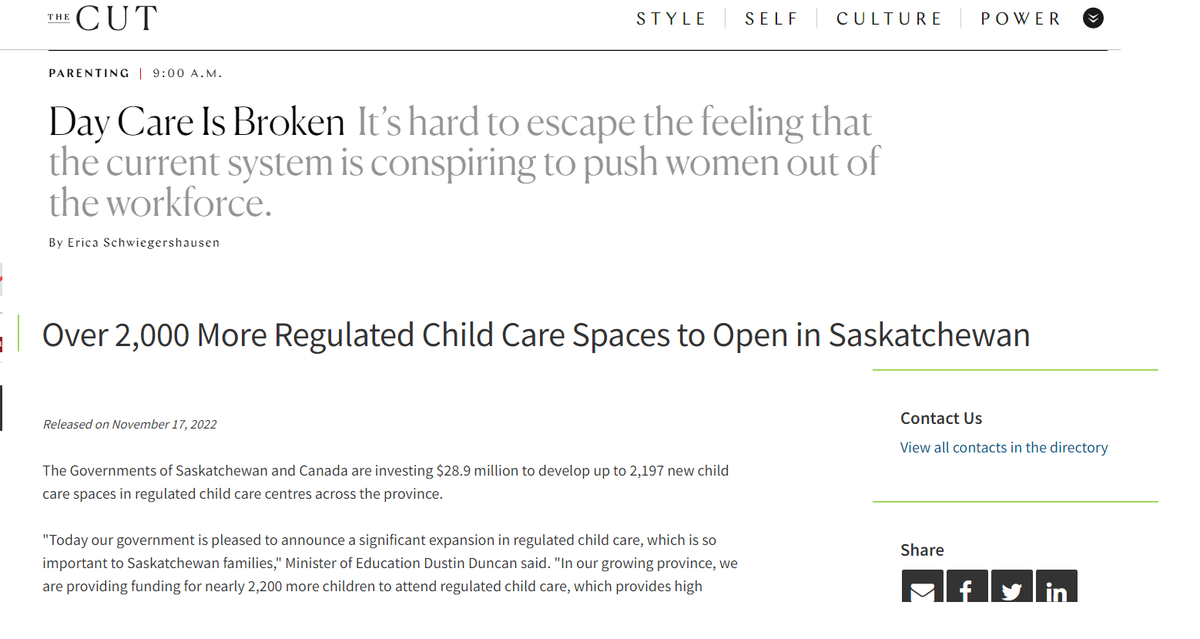 How it's going in a country that refuses to invest in child care

vs.

How it's going in a country that has begun to invest in child care