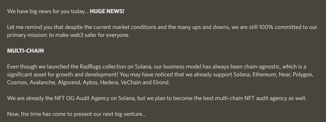 RadRugs is gearing up for expansion in 2023, see our discord for Gen 2 announcement to be early! 

We’ll be your safe haven in bullish and bearish times.

 #bullish #safehaven $SOL $ETH