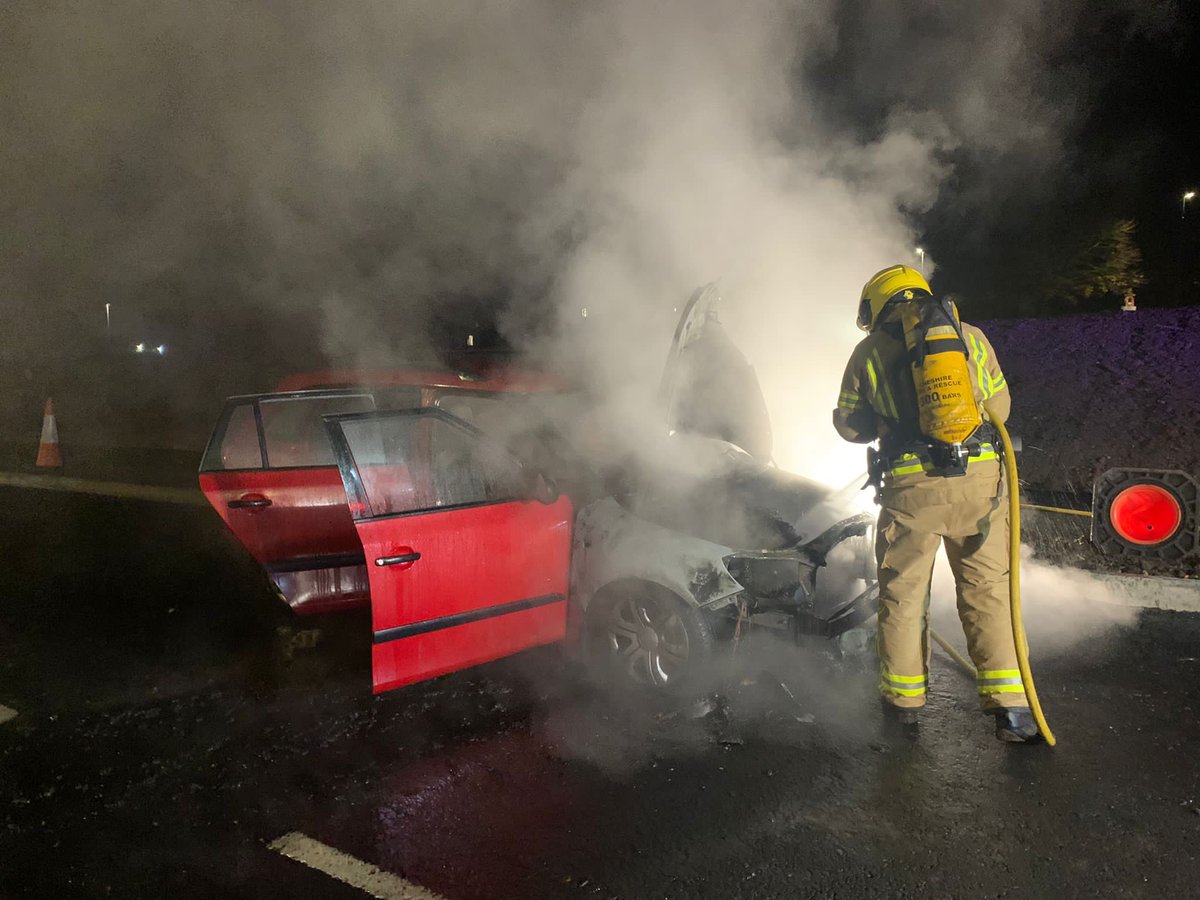 Crews from Poynton attended a car fire in Adlington last night around 19:30hrs.  A hose reel was used to extinguish the fire