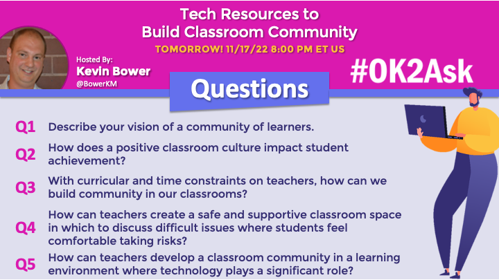 SFLOK2Ask's tweet photo. Our next #edchat #twitterchat from @TeachersFirst is TONIGHT at 8 PM EST.

Topic: Tech Resources to Build Classroom Community

Use #OK2Ask &amp; #TeachersFirst to join our host @BowerKM

#edtechchat 
#edtech https://t.co/7fukCdvuVC