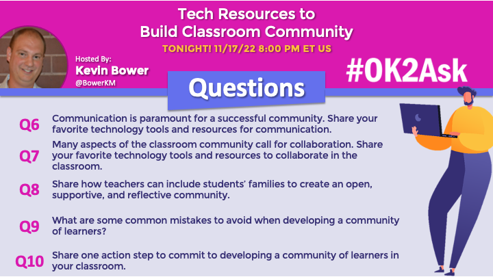 SFLOK2Ask's tweet photo. Our next #edchat #twitterchat from @TeachersFirst is TONIGHT at 8 PM EST.

Topic: Tech Resources to Build Classroom Community

Use #OK2Ask &amp; #TeachersFirst to join our host @BowerKM

#edtechchat 
#edtech https://t.co/7fukCdvuVC