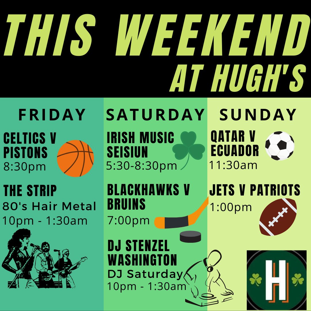 Lots to look forward to this weekend! Kick is off with <a href="/geekswhodrink/">Geeks Who Drink</a> trivia tonight at 7pm. 🙌