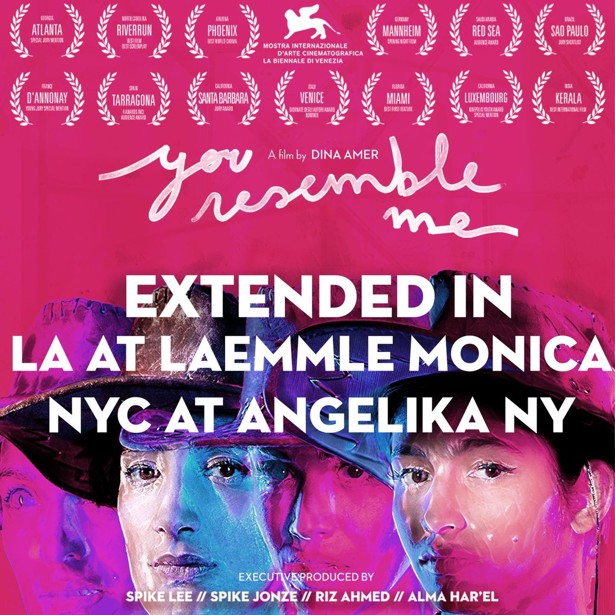 Keep sharing... it's working! 👏 📣 Dina Amer's YOU RESEMBLE ME has been extended for a third week in NYC and a second week in LA. And tomorrow, we expand to 70 screens nationwide! 🍿 Get your tickets and bring your friends. YouResembleMe.com/tickets