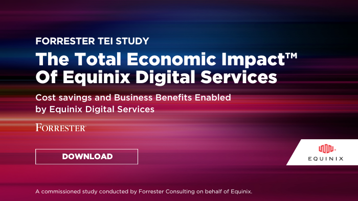 Download the #Forrester TEI Study today and learn how companies are leveraging compute, storage networking and connectivity via #Equinix Digital Services to improve business agility and lower costs. eqix.it/3SqYK8f