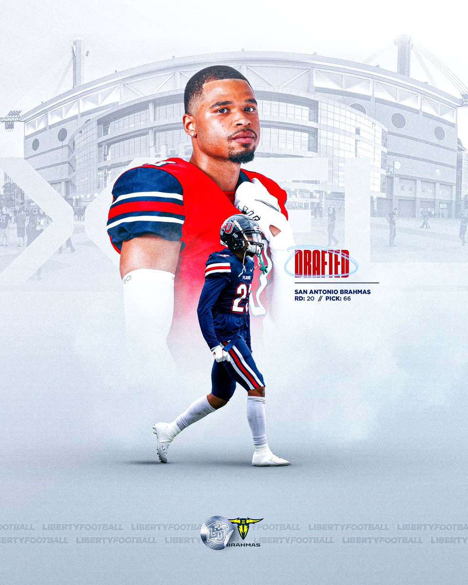 LibertyFootball's tweet photo. With the 66th overall pick in the @XFL2023 Draft, the 
@XFLBrahmas select former Liberty DB (@CelfMadeCed) Cedric Stone. #RiseWithUs https://t.co/RHRr0RZY7R