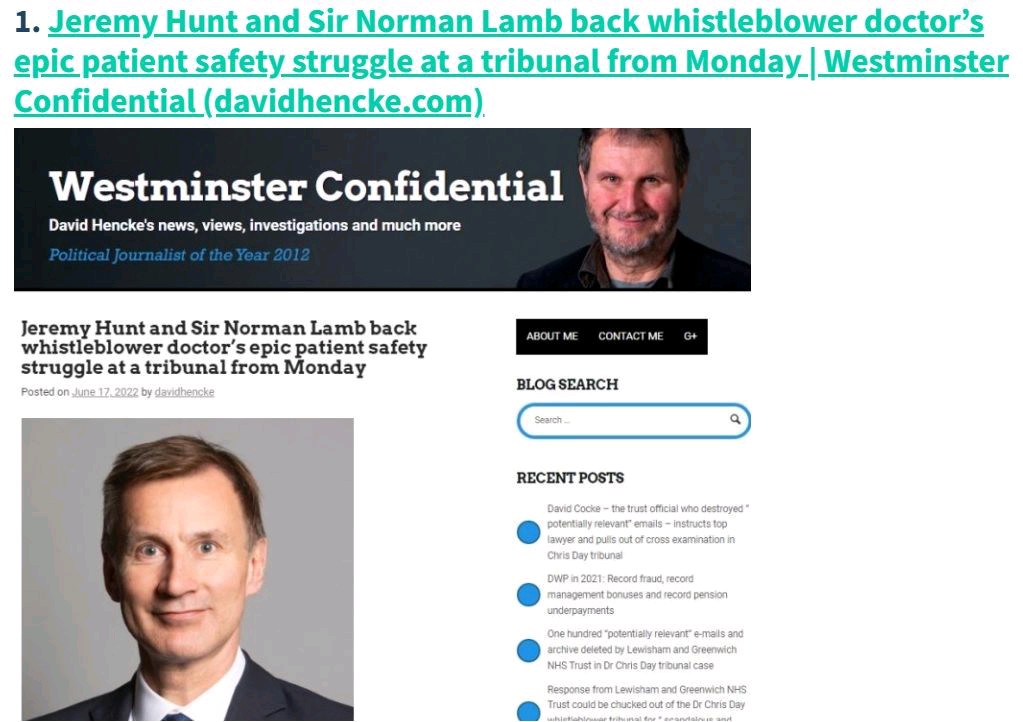 drcmday's tweet photo. So even when you rock up to the Employment Tribunal with the former Health Secretary (now Chancellor) on your side as your witness and your opponent destroys a load of evidence mid-hearing, then admits to it -  you still lose;

Judgment and my comment 
https://t.co/9KqBsRMayd https://t.co/fINv1p5ENh