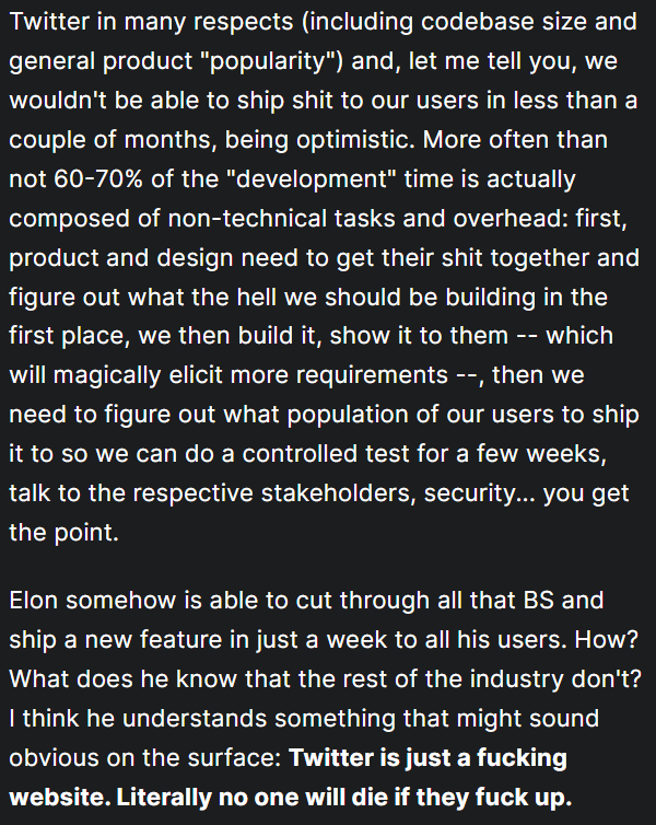 "Twitter is just a fucking website. Literally no one will die if they fuck up"👇

contemplatingmutiny.substack.com/p/elon-is-twit…

by <a href="/RBCapt/">RedBeardCaptain</a>