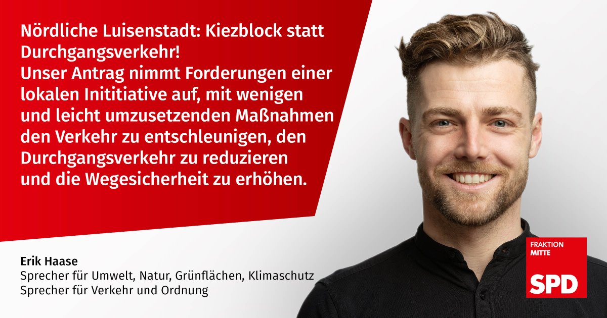 Danke <a href="/LuisenKiezBlock/">Kiezblock | Nördliche Luisenstadt</a>! Viele Menschen haben am Konzept eines Kiezblocks für die Nördliche Luisenstadt mitgearbeitet. <a href="/spdfrakmitte/">SPD Fraktion Berlin-Mitte</a>, <a href="/GrueneBVVMitte/">Grüne Fraktion Mitte</a> und <a href="/LinksfraktionBM/">Linksfraktion Mitte</a> bringen die Vorschläge jetzt zur Entscheidung in die #bvvmitte. Gute Mehrheit dafür!: berlin.de/ba-mitte/polit…