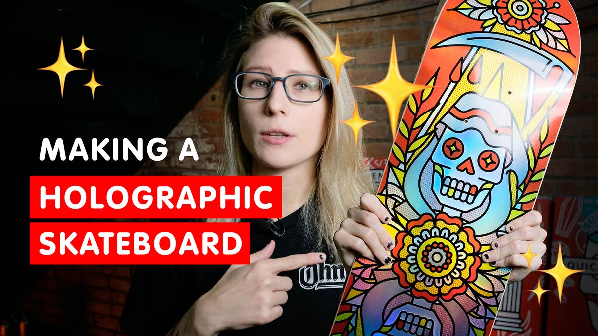 RedHalftone's tweet photo. I recently designed a holographic skateboard and made a process video to go along with it if you're curious. Check it out here: https://t.co/DP7Qfm79WC https://t.co/fkJTBRbSHH