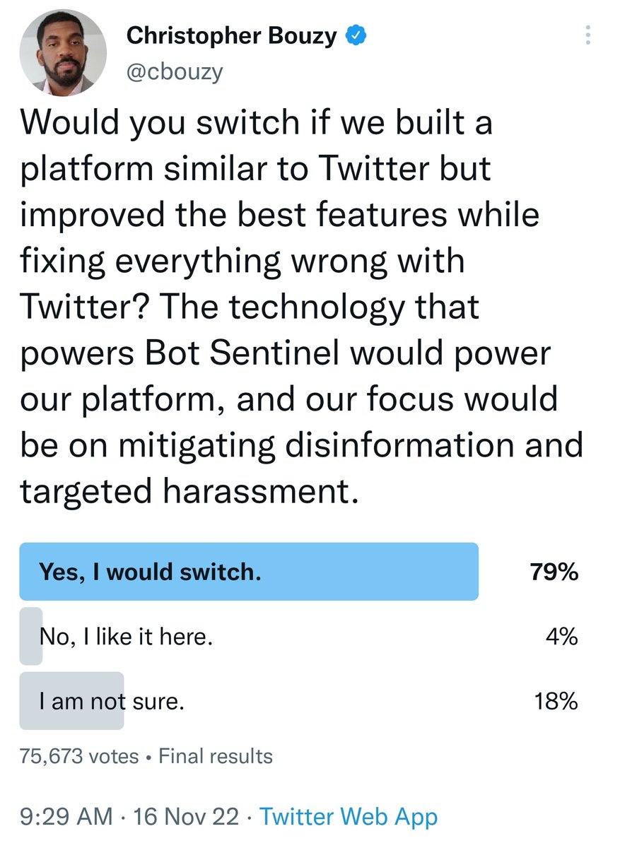 I wasn't expecting these results! We will make a form available tomorrow to allow people who are interested to submit their thoughts and sign up for a potential beta. If more than 100k people show interest in the project, then we will consider moving forward with the next steps.