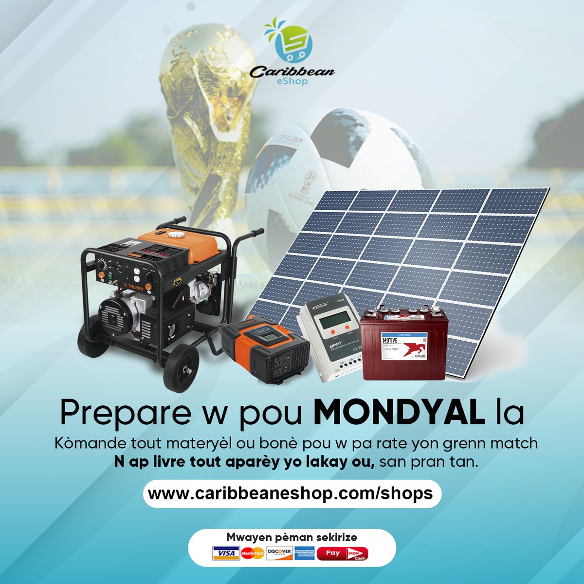 Caribbean_eShop's tweet photo. Prepare w pou mondyal la byen bonè...!!!
Depi jodya menm pase kòmand materyèl ou pou w pa rate yon grenn match sou https://t.co/oLFcw0Lyi1

Me kèk lyen ou ka vizite pou w jwenn aparèy yo : 
https://t.co/wIuBYAmqgY

https://t.co/YCSZdkDkqj

https://t.co/VmbevPzDX4 https://t.co/dvWPB8AnhF