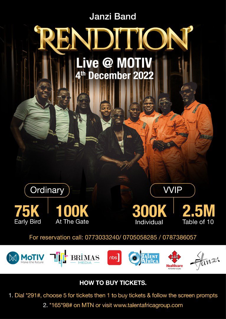 Janzi (@janziband) on Twitter photo It’s 4th of Dec 2022 <a href="/MotivUG/">MOTIV</a> buy your ticket or book a ticket today! #FlexiPay <a href="/talentafrica/">Talent Africa Group</a> @Stanbicuganda_ <a href="/mtnug/">MTN Uganda</a> <a href="/nbstv/">NBS Television</a> @kniezonline <a href="/Pier1_Ntinda/">Pier One Lounge & Restaurant</a> <a href="/MaxLoungeND/">Max Lounge</a> <a href="/kushloungekla/">Kush lounge</a> It’s 4th of Dec 2022 <a href="/MotivUG/">MOTIV</a> buy your ticket or book a ticket today! #FlexiPay <a href="/talentafrica/">Talent Africa Group</a> @Stanbicuganda_ <a href="/mtnug/">MTN Uganda</a> <a href="/nbstv/">NBS Television</a> @kniezonline <a href="/Pier1_Ntinda/">Pier One Lounge & Restaurant</a> <a href="/MaxLoungeND/">Max Lounge</a> <a href="/kushloungekla/">Kush lounge</a>