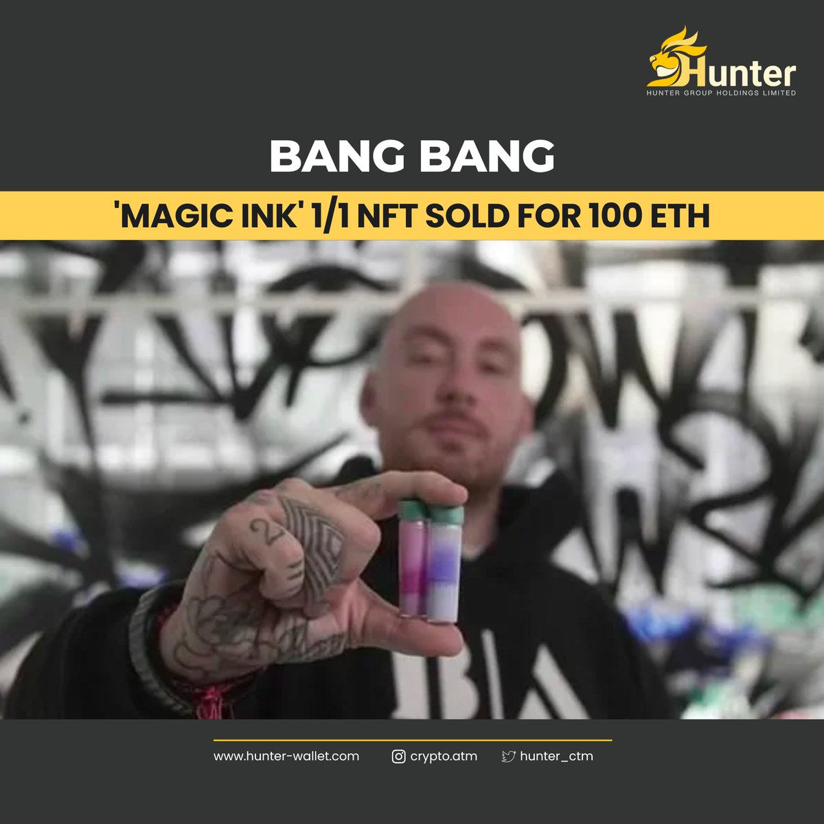 hunter_ctm's tweet photo. Tattoo artist, Bang Bang, has created a revolutionary NFT. A 1/1 NFT from the 'Magic Ink' collection just sold for 100 ETH. The groundbreaking lab-developed technique enables the tattoos to alter on demand depending on the amount of UV and white light used.
#HunterCTM https://t.co/jfgeCmBQvU