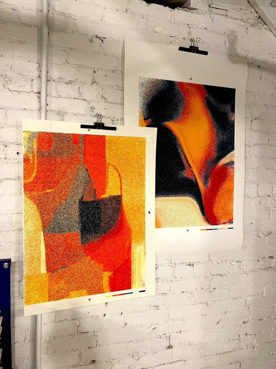 GaloAndStuff's tweet photo. More screen print tests courtesy of a83. Show opens Saturday! https://t.co/OYGWyqiDCC