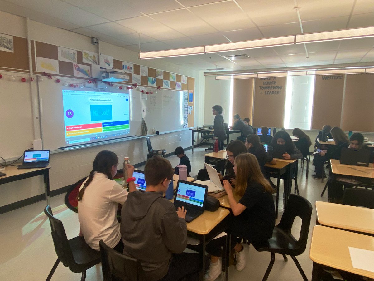 Miss_FergusonH's tweet photo. We studied for our upcoming social studies quiz by playing a game of Kahoot. Engaging our minds in a fun way! @StGregoryHCDSB https://t.co/yC12XsUSIK