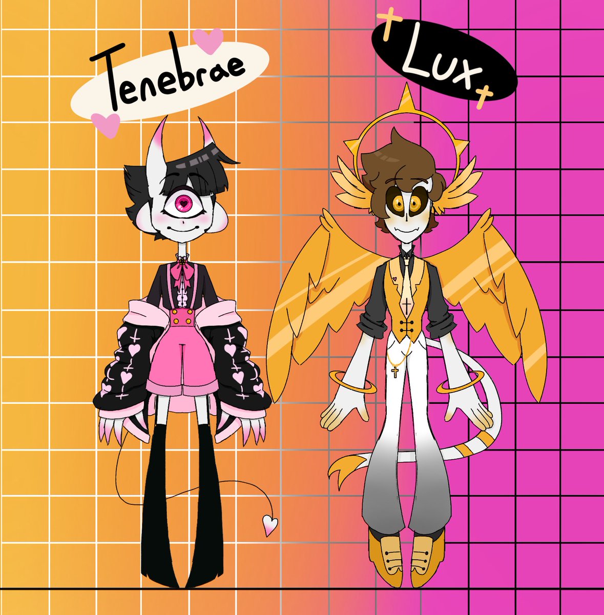 TenebraeVTuber's tweet photo. 💛💕GOOD EVENING FOLKS!💕💛
Meet the hosts of your new favorite variety hour! Devilish Darling @TenebraeVTuber and Angelic Ace @LuxAeternaVT will be coming at you live for games, art, and more! #VtubersUprising #tenebraevt #luxaeterna #duostream https://t.co/0z9Lzx463w