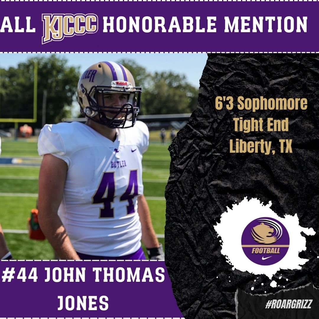 ButlerGrizzlies's tweet photo. 🚨𝐀𝐋𝐋-𝐂𝐎𝐍𝐅𝐄𝐑𝐄𝐍𝐂𝐄🚨

✖️#44 John Thomas Jones
🥉 All-Conference Honorable Mention
🏈 Tight End
🏠 Liberty, Texas
Congratulations John! 

@ButlerGrizzlyFB 

#RoarGrizz🐻 https://t.co/dHQrcKPmji