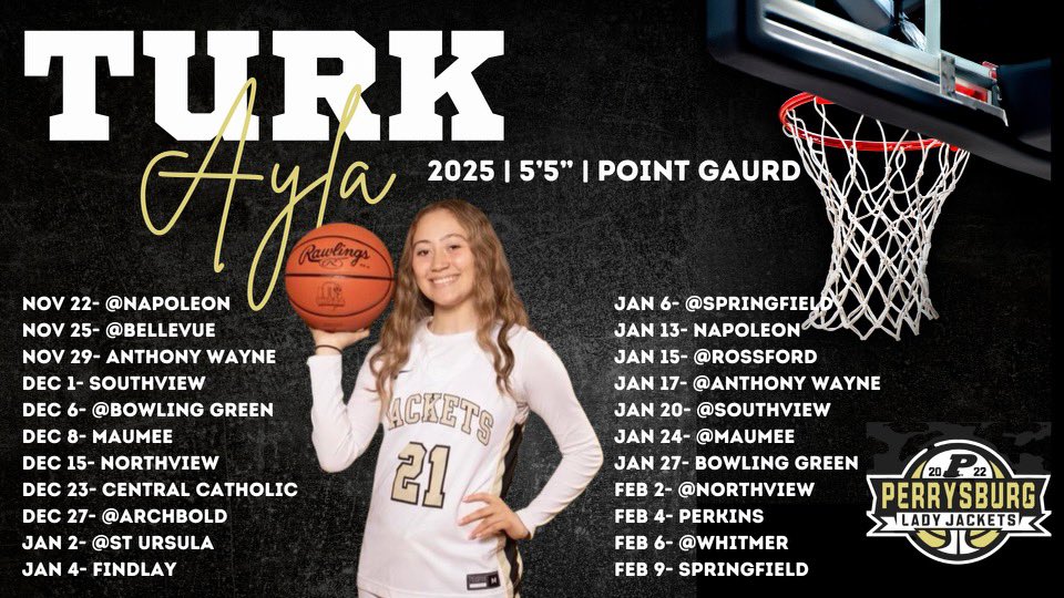 Season schedule <a href="/AylaTurk2025/">Ayla Turk</a> <a href="/PerrysburgBball/">Lady Jackets</a>