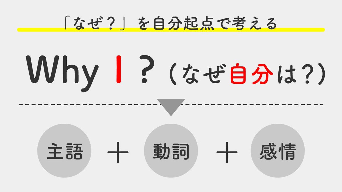「なぜ？」という問いを徹底的に「自分起点」で使ってみると自分の価値観や思考がクリアになりますよ。

例えば「なぜそうすべきなのか？」と考えると自分以外の対象にその理由を求めてしまいがちですが、「なぜそうすべきだと自分は思うのか？」と考えると自分の深い価値観から考えることになります。
