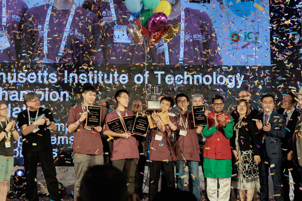 MIT's tweet image. MIT wins world finals of the 45th International Collegiate Programming Contest: Students reflect on their top performance in Dhaka, Bangladesh, which ended a 44-year drought for MIT. mitsha.re/jOcb50LH10g