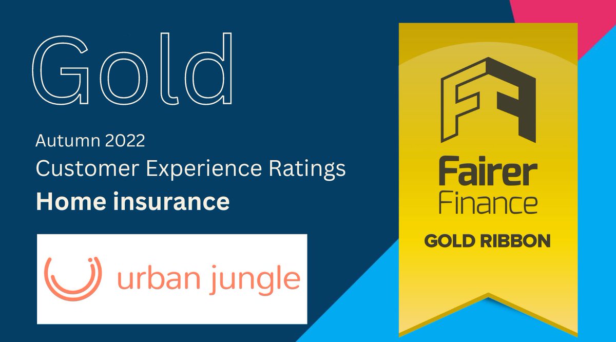 Congratulations to @MyUrbanJ, which has won a gold ribbon in our Autumn 2022 Customer Experience ratings for home insurance! 🏅 You can see the full results on our website: fairerfinance.com/ratings/custom…