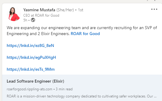 Check out the #tech jobs available at <a href="/ROARforGood/">ROAR</a>! 

"Based in Philadelphia, ROAR is a woman-certified and mission-driven​ technology company dedicated to cultivating safer workplaces." 

#BlackTechTwitter <a href="/LatinasinCyber/">LAIC - Latinas In Cyber</a> <a href="/RaicesCyberOrg/">RaicesCyberOrg Hispanic, Latino (a), Latinx Cyber</a> <a href="/WomenCyberjutsu/">Women's Cyberjutsu</a> 
roarforgood.com/about-us