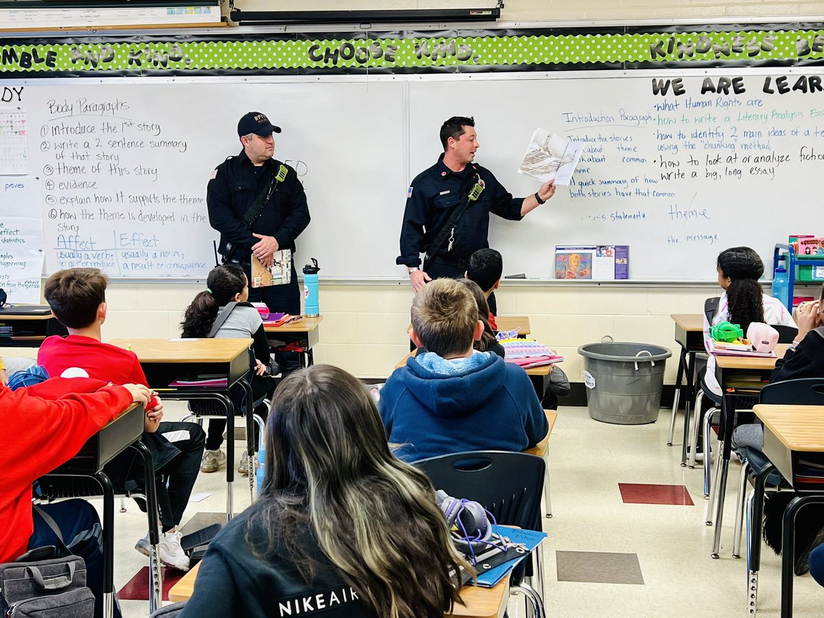 MachacekMrs's tweet photo. Thank you to Lieutenant Janchenko and Firefighter LaRacco from the Roberts Park Fire Department for coming into our 5th grade classroom to read to our students!  @GlenOaksNPD117 https://t.co/H5KrQu0eFg