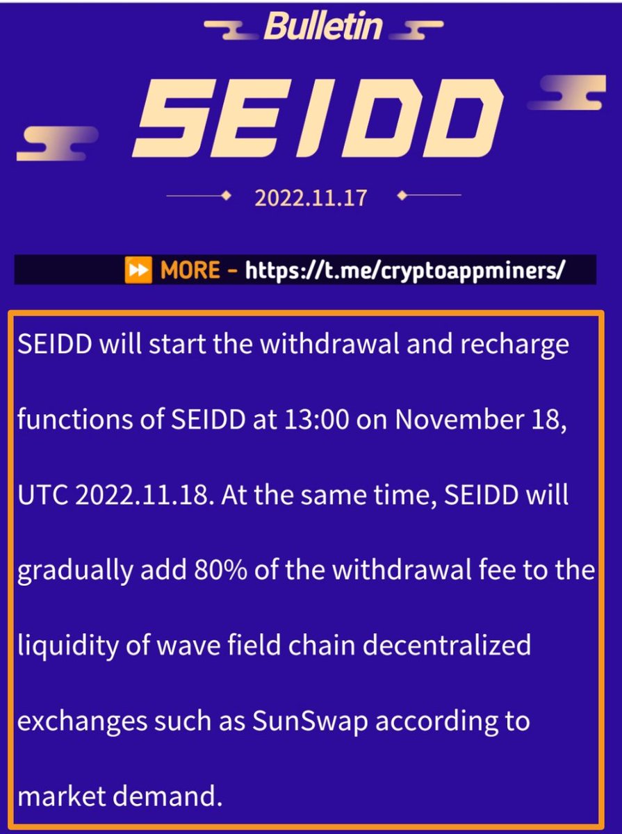 SEIDDapp's tweet photo. ๐ต Seidd Chain (SEIDD) MINING โ APP
๐ด BREAKING NEWSโผ๏ธ
#SEIDD will open cash withdrawal and wave field chain decentralized exchange (SunSwap DEX ๐ฑ) trading on November 18, 2021
โ
#SeiddChain MININGโ LINK-๐
https://t.co/61EiEOTm0U
โฉ MORE -๐
https://t.co/hFA96cjLGr https://t.co/Bv4WR9DSjy