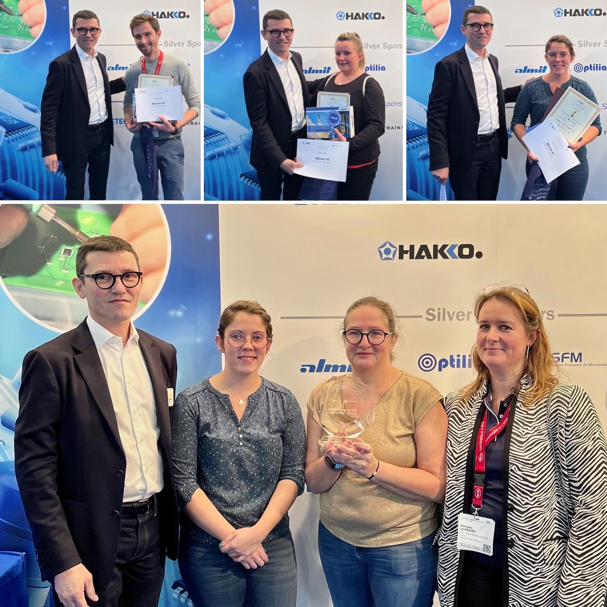 Congrats to IPC #handsoldering competition regional winners @electronicaFair! In 1st, Pauline Duval, Thales, 2nd Jannett Winkler, Morpheus Space, 3rd Craig Burden, Plentify. Team winner: Thales. Next stop for Pauline Duval – the IPC #handsoldering World Championship!