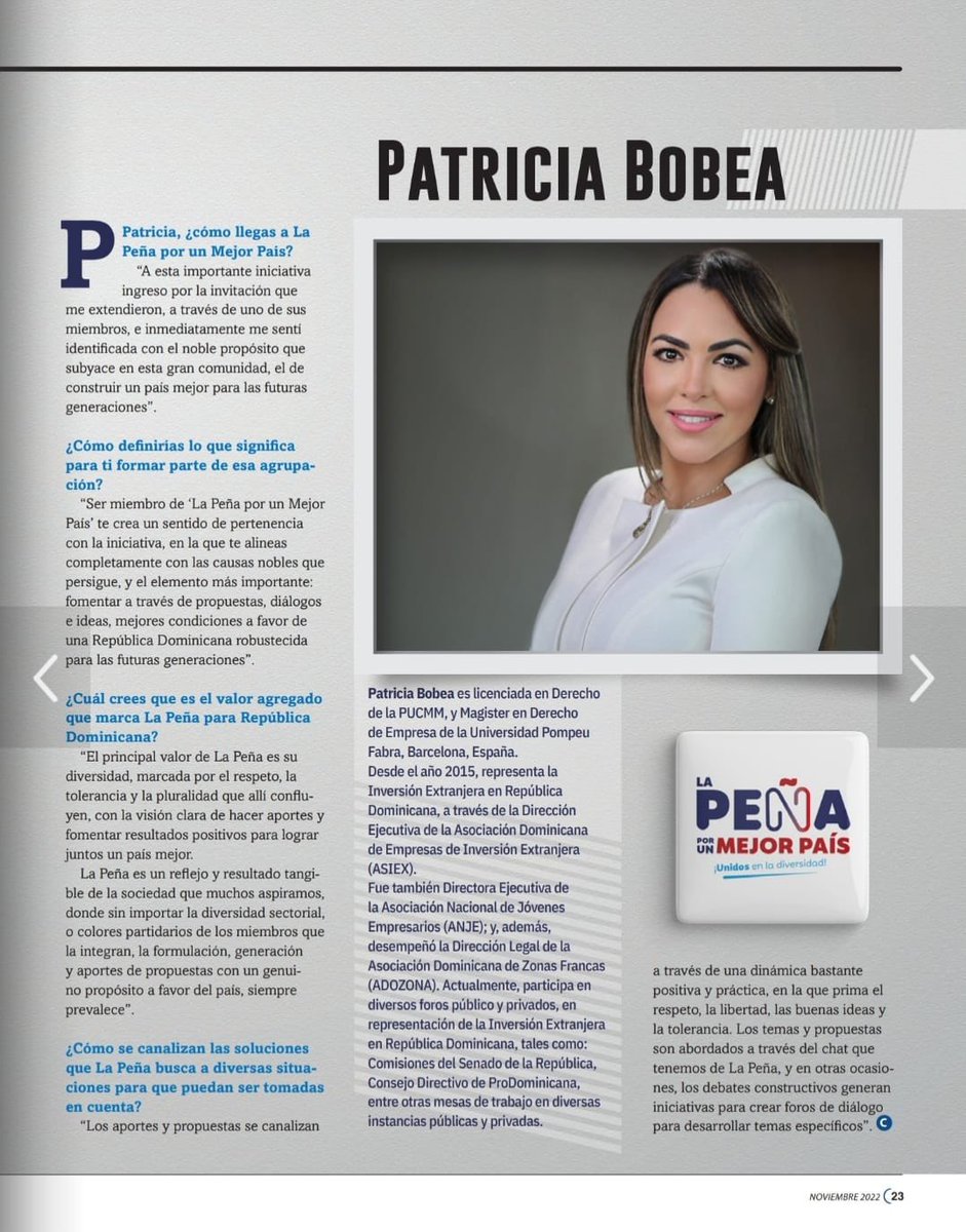 Arribamos a la 8va entrega de : "En contacto con la Peña", en la Revista En Contacto que llega junto al <a href="/ListinDiario/">LISTÍN DIARIO</a> .En ésta ocasión <a href="/andresmar3/">AndresMarranzini</a> y <a href="/PachyBobea/">Pachy Bobea</a> Grandes profesionales que forman parte de éste excepcional grupo ! 🙌🏻🙏🏻 #UnidosEnLaDiversidad  #LaPeñaPorUnMejorPais