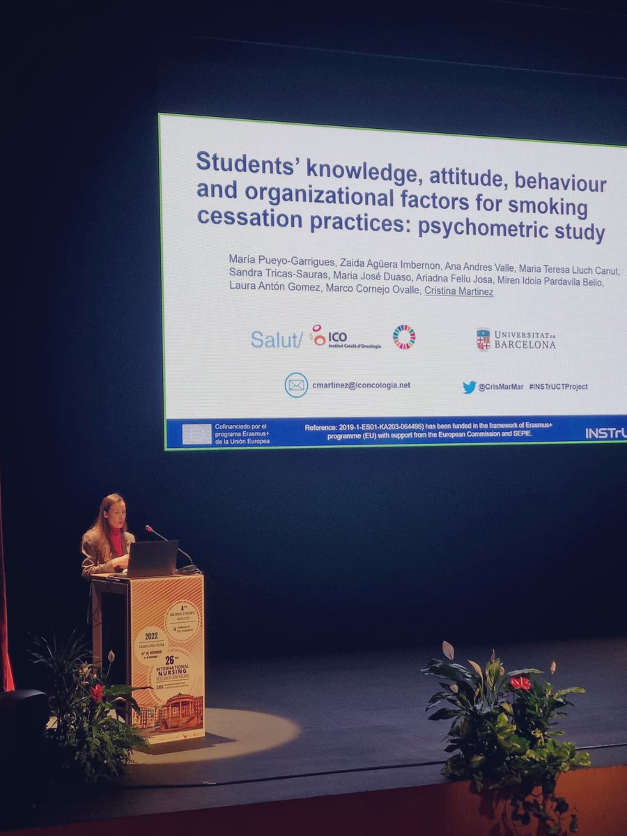 CrisMarMar's tweet photo. 😊 Presenting a 🧾tool to evaluate #students 👩‍🎓👨‍🎓#tobacco #cessation 🚭competence at @Investenisciii #pamplona #INSTrUCTProject a @Erasmus_Project @sepiegob - coordinated by @TobControlUnit @unav @CampusBellvitge @KingsNursing @UdL_info @EUErasmusPlus https://t.co/05fEOCaKzN