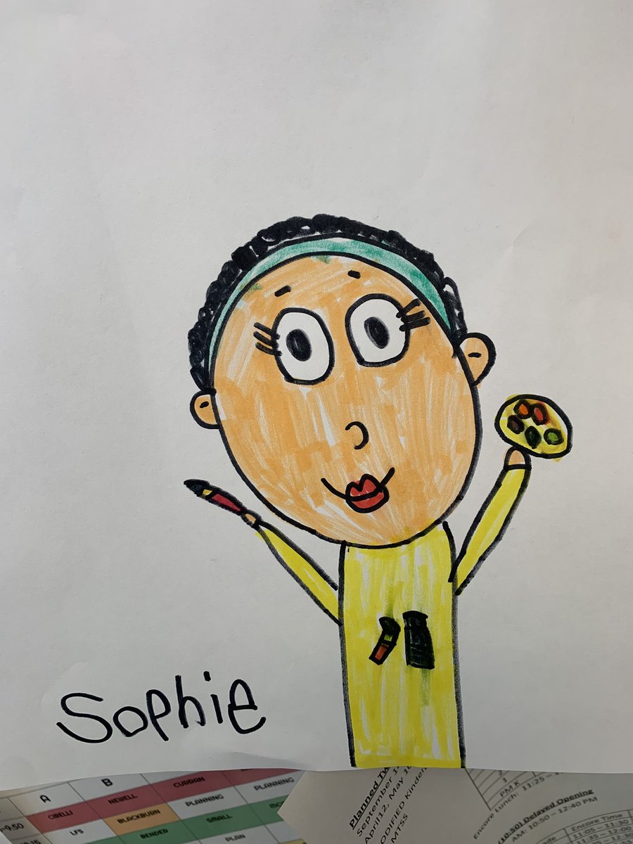 I am beyond obsessed with this portrait a 1st grader drew of me 🥰👏#elementaryart #dasdpride <a href="/dasd_wb/">WB Chargers</a>