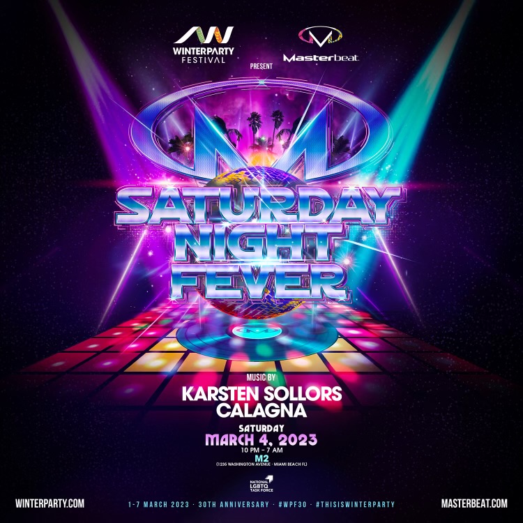Practice your jives &amp; boogie on down to the disco on Saturday, March 4, 2023 for WPF &amp; <a href="/masterbeat/">masterbeat</a>  Present: Saturday Night Fever! Featuring <a href="/karstensollors/">Karsten Sollors</a> &amp; <a href="/Calagna_Music/">CALAGNA (they/them)</a>!

This event is included in the Wkend, Festival &amp; VIP Passes. Individual tickets @ winterparty.com/tickets-passes