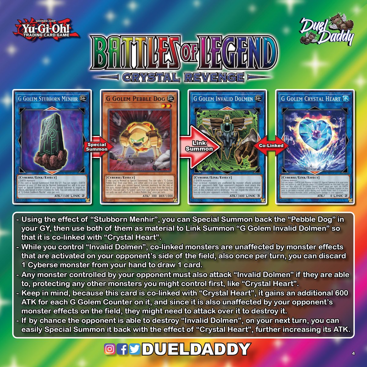 1/2) Battles of Legend: Crystal Revenge is finally here, and with it comes  a variety of previously anime exclusive cards. For my next strategy, I'll  be taking a look at the G