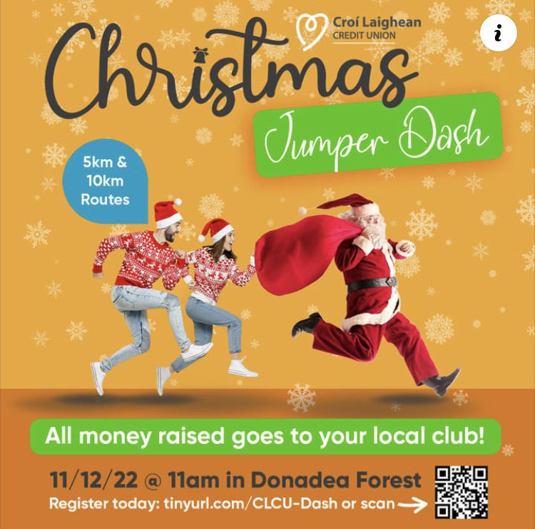 You can’t beat a run in our beautiful forest so why no come down and take part in Croí Laighean Credit Union Christmas Jumper Dash fun run with 5k and 10k options on Sunday 11th December where proceeds go back to your local club or organisation. Sign up at popupraces.ie