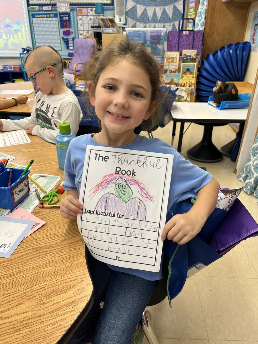 Mrs_Pansky's tweet photo. Celebrating a month of Gratitude in November! 1st grade is making their own Thankful books after reading the Thankful Book by Todd Parr! We have so much to be grateful for at RPC! @ConnorCougars #Gratitude #onesuffern https://t.co/fY3tLBTP1y