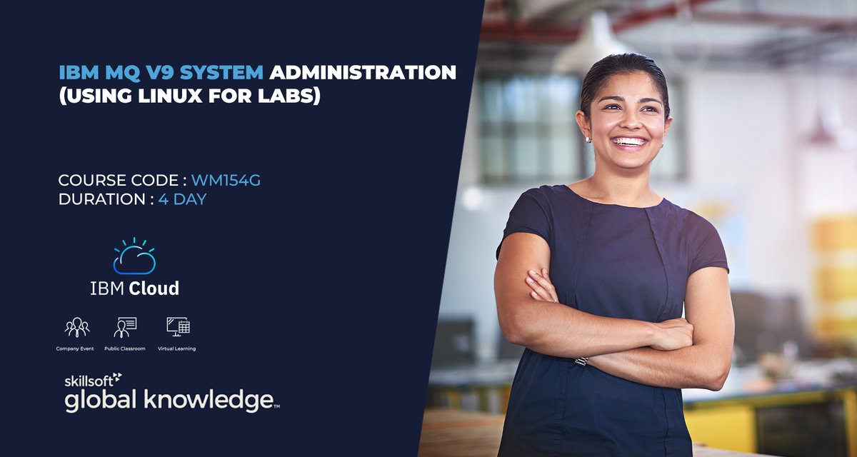 GlobalMea's tweet photo. This course provides technical professionals with the skills that are needed to administer IBM MQ queue managers on distributed operating systems and in the Cloud.
Learn More:
https://t.co/woUFBzy01M 
#GlobalKnowledge #Courses #IBM  #publicclassroom #virtuallearning #training https://t.co/oTlneiw0qj