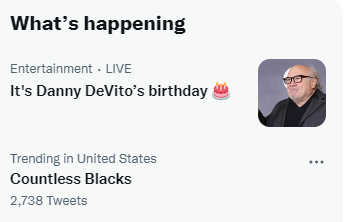 I hope that the headline here is \"countless blacks wish danny devito a happy birthday\" and not something racist 