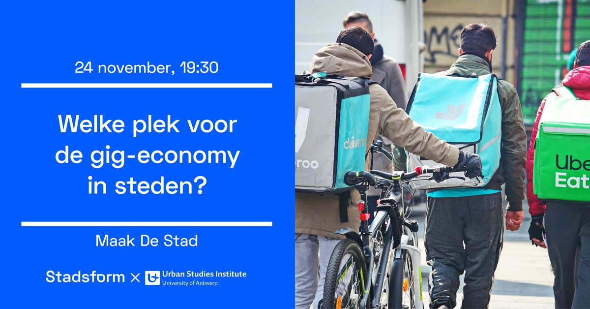 Elke dag brengen in dit land meer dan 2.000 fietsers pizza’s, burrito’s of sushi van restaurants naar klanten. Welke sociale realiteit schuilt er achter gig-economie? Welke plek voor deze activiteiten in stedelijke economie? Maak de Stad sessie <a href="/UrbanStudies_UA/">UrbanStudies_Antwerp</a>  en <a href="/stadsform/">Stadsform</a>