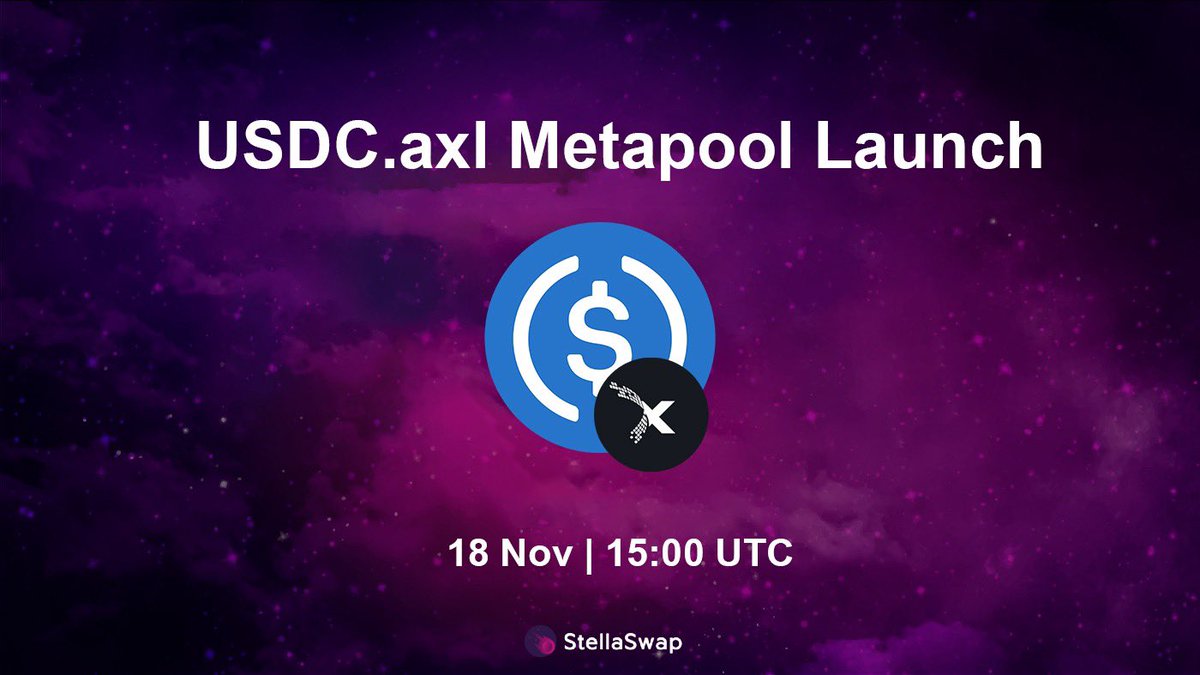 Our $USDC.axl metapool will launch tomorrow! 🔥

USDC.axl will facilitate cross-chain swaps using <a href="/0xsquid_/">Squid</a>’s liquidity layer powered by <a href="/axelarcore/">Formerly Axelar, now at @axelar</a>. 

Cross-chain swaps is here 🚀