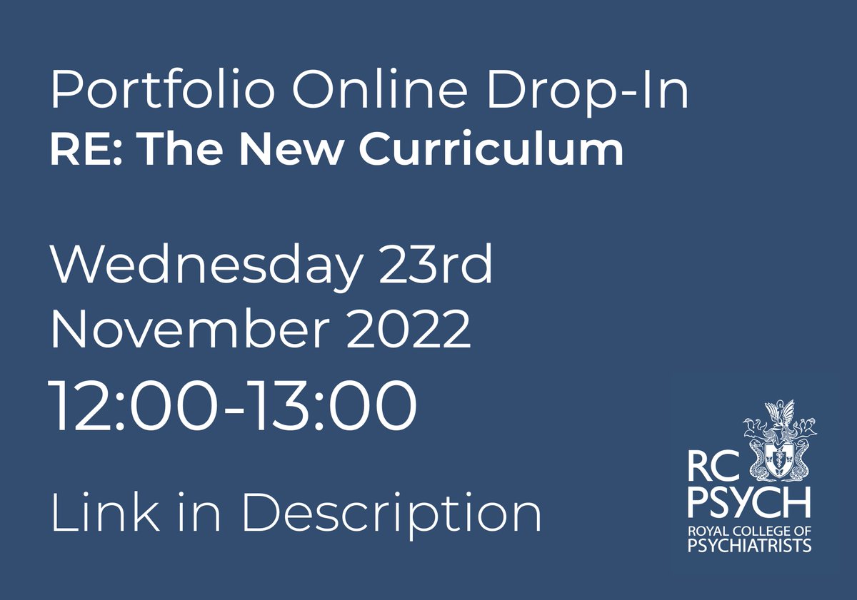 chriswalshpsych's tweet photo. 🚨 Calling all Psych Trainees!

The Curriculum, (and ∴ Portfolio) have changed for everyone other than trainees who entered either CT3 or ST6 in August - action required!

📆 For Qs - Drop-In Session RE: Portfolio/Curriculum
To access, click : https://t.co/2ilvpDmmLx https://t.co/QtYNEkb8R5