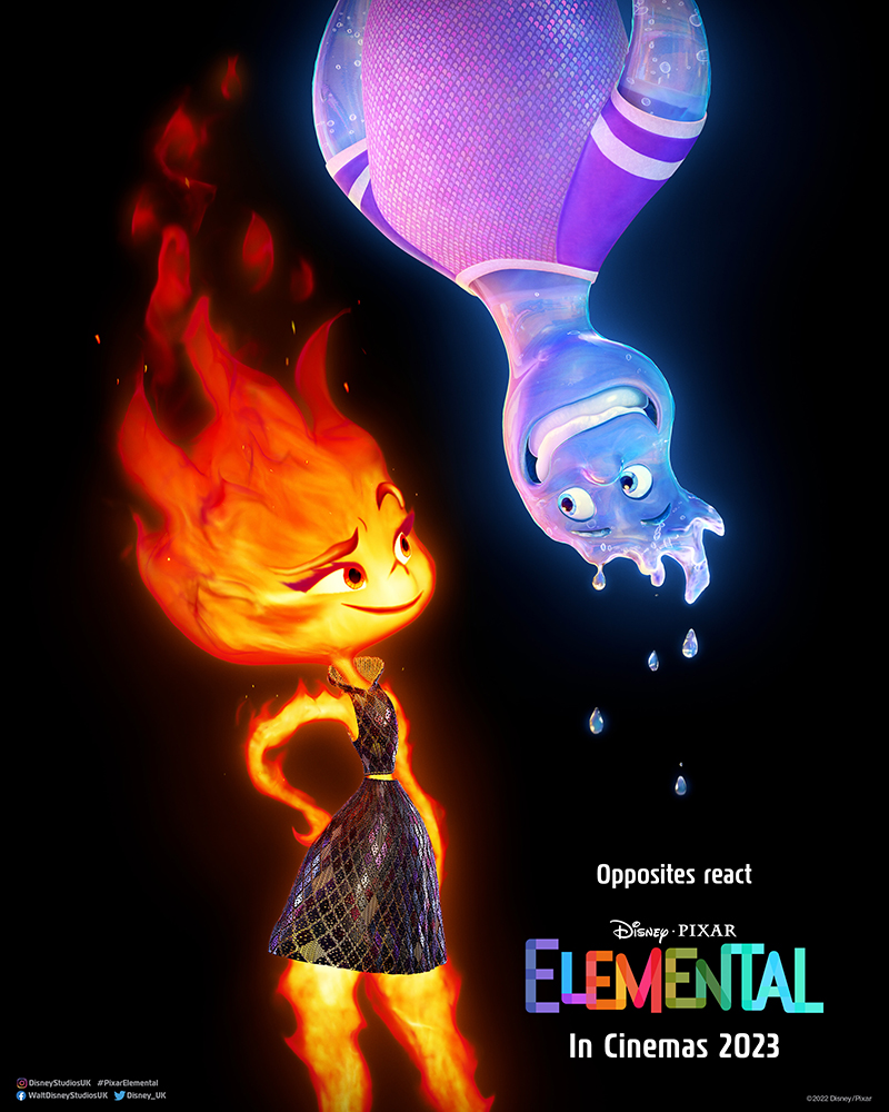 Disney_UK's tweet photo. Opposites react in the new poster for Disney and Pixar’s #Elemental, coming to cinemas June 2023! https://t.co/5LtnbEQY2G