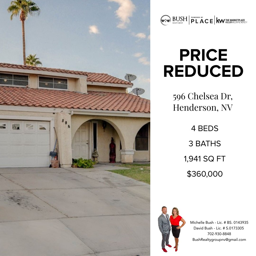 BushLVHomes's tweet photo. 📢Price reduced ⬇⬇⬇ on this  two-story home in Camarlo Park.  Don't miss this opportunity.(◕‿◕)
It's not too late to accomplish your real estate goals this year! 

☎️ Call 702-930-8848 to speak with one of our 👨‍💼 talented agents today! 

▶️ https://t.co/KTlPvnRlOV https://t.co/1cibVj0Al7