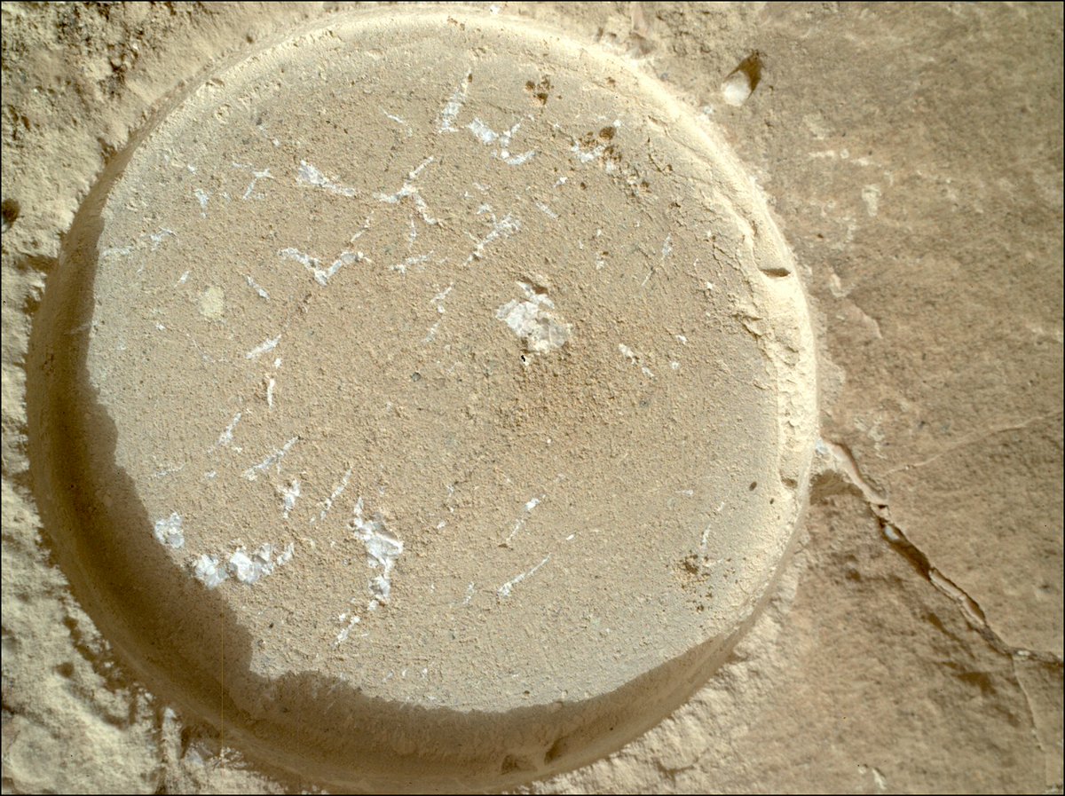 Do I geek out about cool-looking sandstone? You bet.

A shallow scouring with my drill’s abrasion bit shows this rock has veins of lighter material inside. Could it hold clues about ancient life? Time for more #SamplingMars. 

More on “Yori Pass”: go.nasa.gov/3AnIv4Q