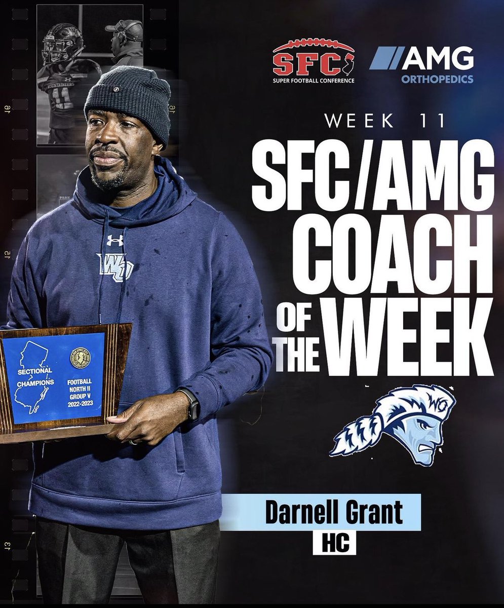 WestOrangeHSFB's tweet photo. Congrats to Head Coach Darnell Grant on being selected as Week 11 Coach of The Week!! #WeTheWO #WestOrangeFootball #CoachOfTheWeek #SFC #SuperFootballConference https://t.co/3XX12ChJPS