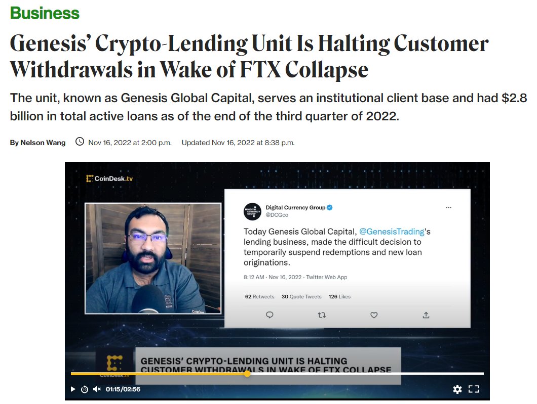 Captain_alts's tweet photo. Genesis one of the biggest institutional lenders in crypto might be next in line for bankruptcy

They handled over $50 Billion in loans in q4 2021 alone

Details are 👇👇

#ftx #MarketUpdate  #genesis  #ftxcollaps #Crypto  #cryptocurrecy  #fundamentals https://t.co/Ju90h15Z0y