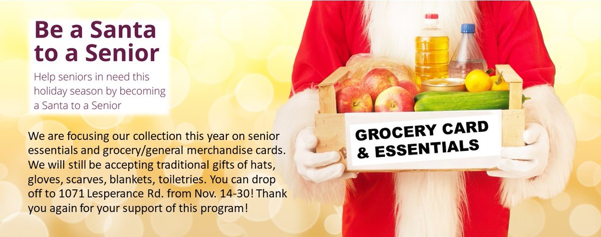 The season has begun! We are now accepting donations for our annual @beasantatoasenior program. If you would like to brighten the life of a lonely or financially challenged senior this year we are accepting grocery gift cards and senior essentials (blankets, socks, toiletries...