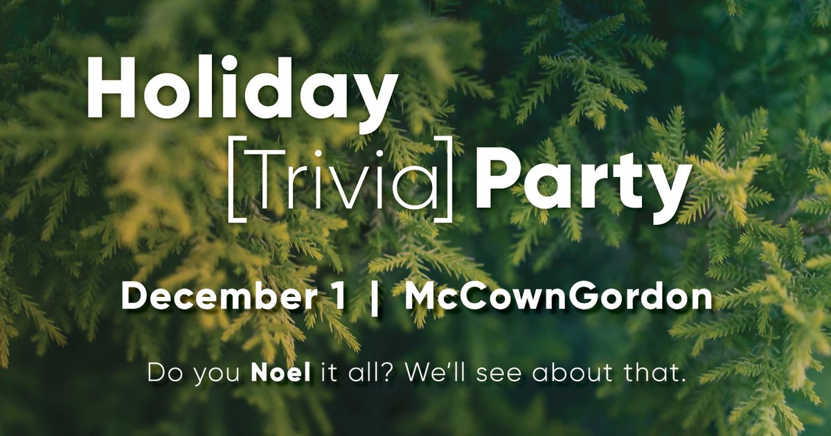 Do you NOEL it all? Join us for networking and trivia at our annual holiday happy hour at <a href="/McCownGordon/">McCownGordon</a>.
The theme of the event is decades - dress for your favorite decade and the best-dressed team will go home with a prize. 

Sign up now: smpskc.org/meetinginfo.ph…