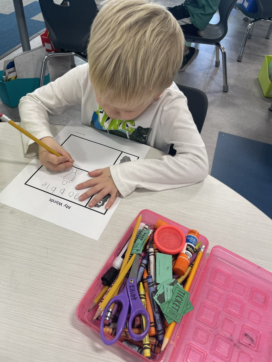 These kindergartners are working so hard! We are so impressed with them finding words they like out of their November poem and then writing them independently!! <a href="/WESchools/">Willoughby-Eastlake City Schools</a> <a href="/PhonicsInMotion/">Phonics in Motion</a>